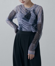 Lui's | ニュアンスプリントシアーロンT(Tシャツ/カットソー)