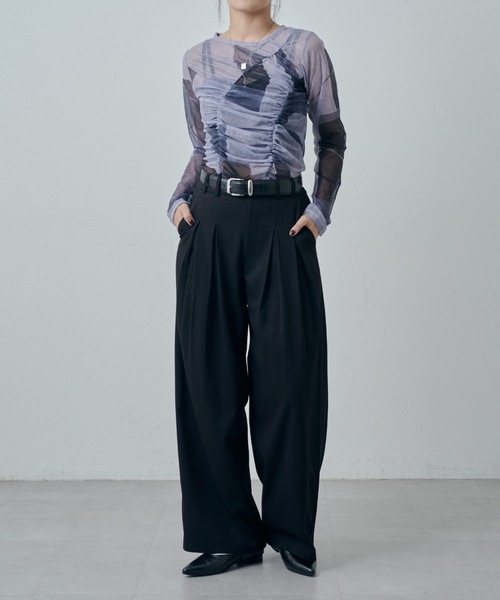 Lui's（ルイス）の「ニュアンスプリントシアーロンT（Tシャツ/カットソー・レディース・グリーン/ブラウン/ブラック・FREE）」の8枚目の写真