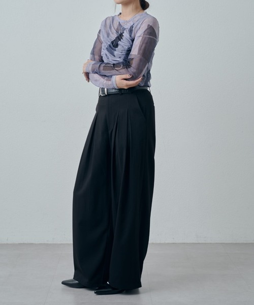 Lui's（ルイス）の「ニュアンスプリントシアーロンT（Tシャツ/カットソー・レディース・グリーン/ブラウン/ブラック・FREE）」の9枚目の写真