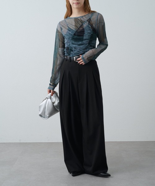 Lui's（ルイス）の「ニュアンスプリントシアーロンT（Tシャツ/カットソー・レディース・グリーン/ブラウン/ブラック・FREE）」の18枚目の写真