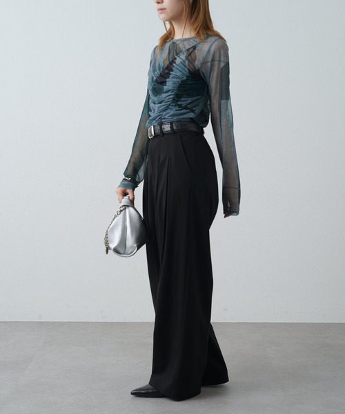 Lui's（ルイス）の「ニュアンスプリントシアーロンT（Tシャツ/カットソー・レディース・グリーン/ブラウン/ブラック・FREE）」の19枚目の写真