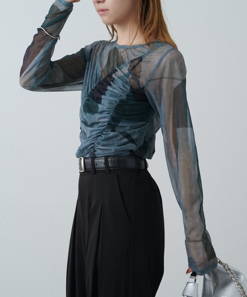 Lui's（ルイス）の「ニュアンスプリントシアーロンT（Tシャツ/カットソー・レディース・グリーン/ブラウン/ブラック・FREE）」の16枚目の写真