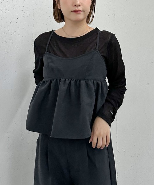 archives(アルシーヴ)の「ピーチペプラムビスチェ×ワイドスラックスSET(パンツドレス・レディース・ブラウン/ブラック・MEDIUM)」の17枚目の写真