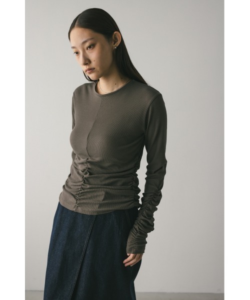 STYLEMIXER(スタイルミキサー)の「ギャザーソフトリブカットトップ(Tシャツ/カットソー・レディース・アイボリー/グレー/イエロー/ミント・FREE)」の14枚目の写真