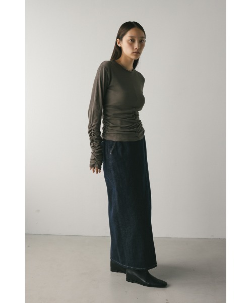 STYLEMIXER(スタイルミキサー)の「ギャザーソフトリブカットトップ(Tシャツ/カットソー・レディース・アイボリー/グレー/イエロー/ミント・FREE)」の15枚目の写真