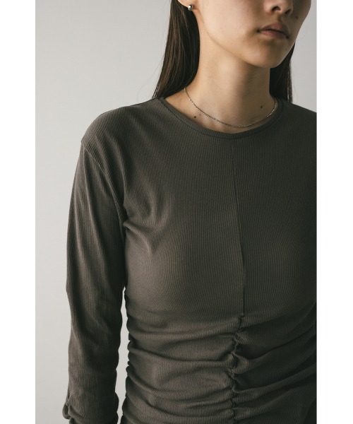 STYLEMIXER(スタイルミキサー)の「ギャザーソフトリブカットトップ(Tシャツ/カットソー・レディース・アイボリー/グレー/イエロー/ミント・FREE)」の17枚目の写真