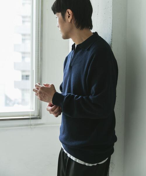 URBAN RESEARCH DOORS（アーバンリサーチドアーズ）の「『一部WEB限定カラー』コットンウール スキッパーニット（ニット/セーター・メンズ・チャコールグレー/ブラウン/ネイビー・LARGE/MEDIUM）」の4枚目の写真