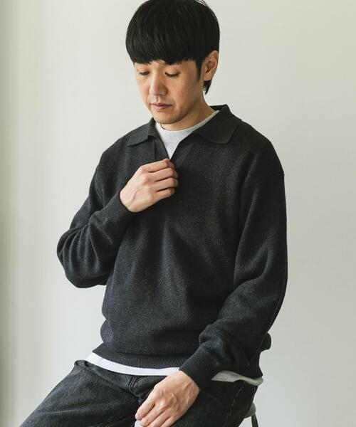 URBAN RESEARCH DOORS（アーバンリサーチドアーズ）の「『一部WEB限定カラー』コットンウール スキッパーニット（ニット/セーター・メンズ・チャコールグレー/ブラウン/ネイビー・LARGE/MEDIUM）」の16枚目の写真