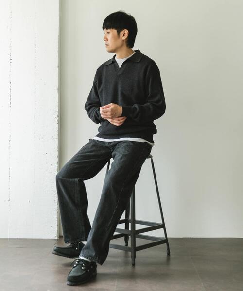 URBAN RESEARCH DOORS（アーバンリサーチドアーズ）の「『一部WEB限定カラー』コットンウール スキッパーニット（ニット/セーター・メンズ・チャコールグレー/ブラウン/ネイビー・LARGE/MEDIUM）」の17枚目の写真