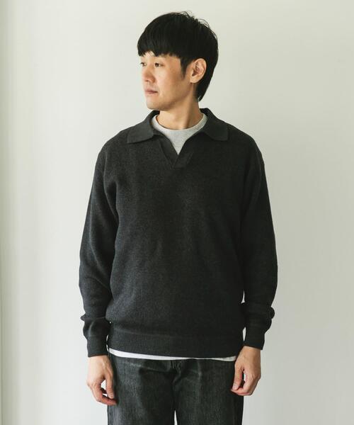 URBAN RESEARCH DOORS（アーバンリサーチドアーズ）の「『一部WEB限定カラー』コットンウール スキッパーニット（ニット/セーター・メンズ・チャコールグレー/ブラウン/ネイビー・LARGE/MEDIUM）」の19枚目の写真