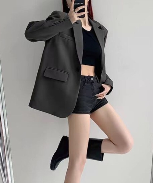 SPIGA（スピーガ）の「ｼﾝﾌﾟﾙﾃｰﾗｰﾄﾞｼﾞｬｹｯﾄ（テーラードジャケット・レディース・グレー/ブラック・SMALL/X-LARGE/LARGE/MEDIUM）」の9枚目の写真