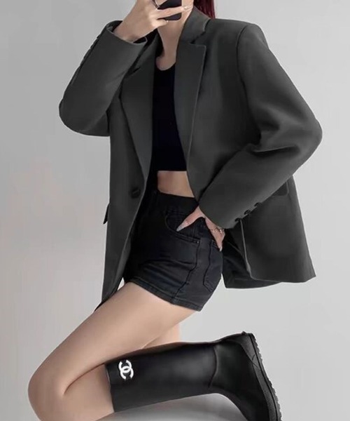 SPIGA（スピーガ）の「ｼﾝﾌﾟﾙﾃｰﾗｰﾄﾞｼﾞｬｹｯﾄ（テーラードジャケット・レディース・グレー/ブラック・SMALL/X-LARGE/LARGE/MEDIUM）」の6枚目の写真