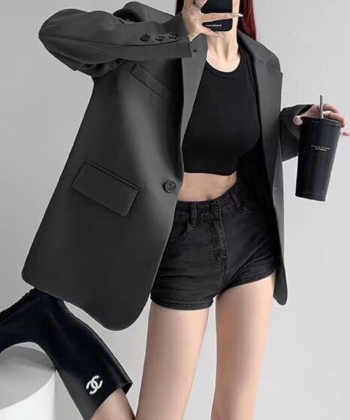 SPIGA（スピーガ）の「ｼﾝﾌﾟﾙﾃｰﾗｰﾄﾞｼﾞｬｹｯﾄ（テーラードジャケット・レディース・グレー/ブラック・SMALL/X-LARGE/LARGE/MEDIUM）」の8枚目の写真