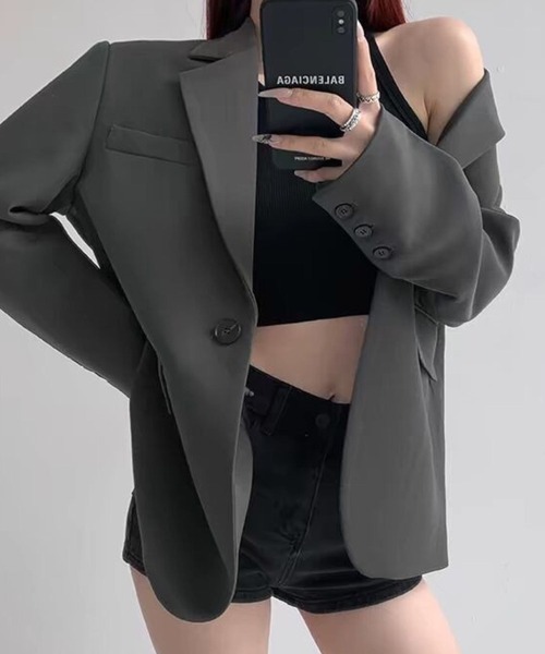 SPIGA（スピーガ）の「ｼﾝﾌﾟﾙﾃｰﾗｰﾄﾞｼﾞｬｹｯﾄ（テーラードジャケット・レディース・グレー/ブラック・SMALL/X-LARGE/LARGE/MEDIUM）」の3枚目の写真