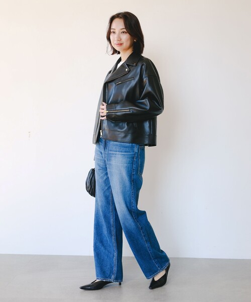 B:MING by BEAMS（ビーミングバイビームス）の「レザーライク ジャケット（S～M）（ライダースジャケット・レディース・ブラウン/ブラック・SMALL/MEDIUM）」の14枚目の写真