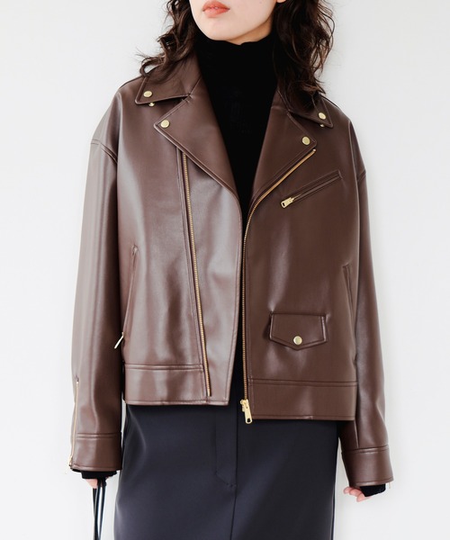 セール】レザーライク ジャケット（S～M）（ライダースジャケット）｜B