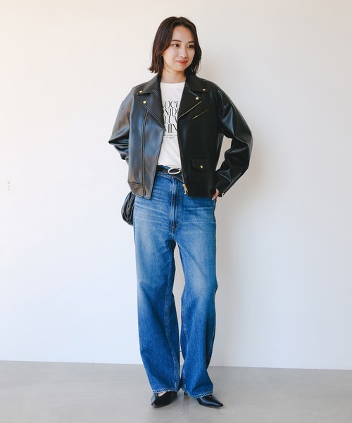 B:MING by BEAMS（ビーミングバイビームス）の「レザーライク ジャケット（S～M）（ライダースジャケット・レディース・ブラウン/ブラック・SMALL/MEDIUM）」の11枚目の写真