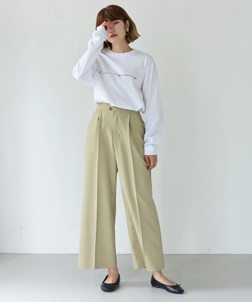 HER CLOSET（ハークローゼット）の「【HER CLOSET】WEB限定シンプルプリントロゴロンT WEB LIMITED SIMPLE PRINT LOGO LONG TEE（Tシャツ/カットソー・レディース・オフホワイト/杢グレー/ブラック・S/M/L）」の6枚目の写真