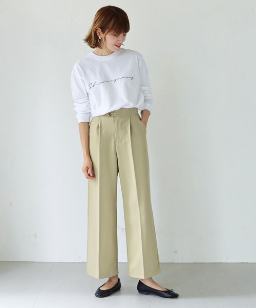 HER CLOSET（ハークローゼット）の「【HER CLOSET】WEB限定シンプルプリントロゴロンT WEB LIMITED SIMPLE PRINT LOGO LONG TEE（Tシャツ/カットソー・レディース・オフホワイト/杢グレー/ブラック・S/M/L）」の7枚目の写真