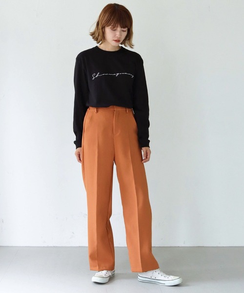 HER CLOSET（ハークローゼット）の「【HER CLOSET】WEB限定シンプルプリントロゴロンT WEB LIMITED SIMPLE PRINT LOGO LONG TEE（Tシャツ/カットソー・レディース・オフホワイト/杢グレー/ブラック・S/M/L）」の18枚目の写真