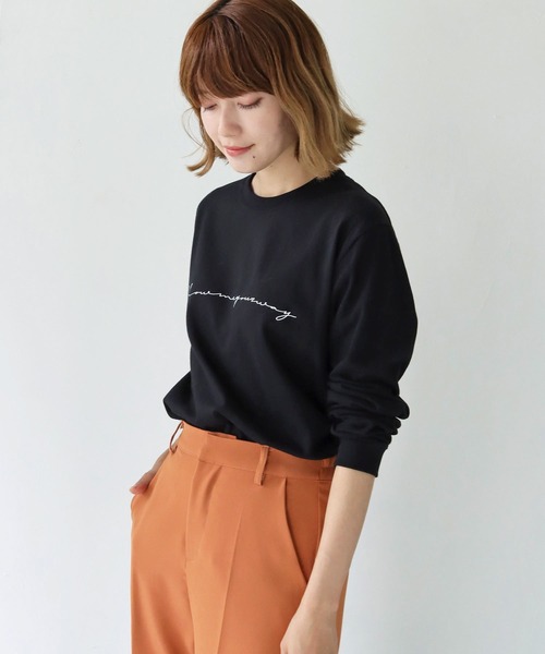 HER CLOSET（ハークローゼット）の「【HER CLOSET】WEB限定シンプルプリントロゴロンT WEB LIMITED SIMPLE PRINT LOGO LONG TEE（Tシャツ/カットソー・レディース・オフホワイト/杢グレー/ブラック・S/M/L）」の16枚目の写真