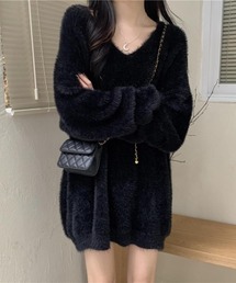 もこもこ素材Vネックオーバーサイズプルオーバー
