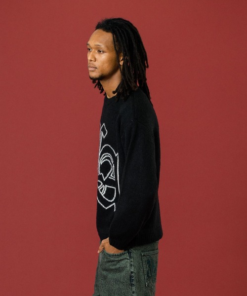 【新品完売激レア】Bright AstrostuffsロゴセーターMブラック ジャガードモールニットプルオーバー （ニット・セーター）｜URBAN