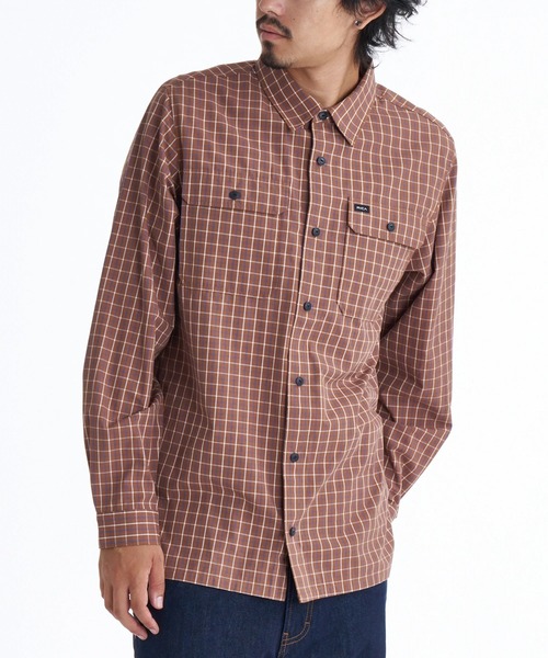 RVCA(ルーカ)の「RVCA メンズ CLUEL SHIRT 長袖シャツ 【2025年秋冬モデル】/ルーカチェック柄長袖オックスフォードシャツ(シャツ/ブラウス・メンズ・ブラック/キャメル・SMALL/MEDIUM/LARGE)」の2枚目の写真