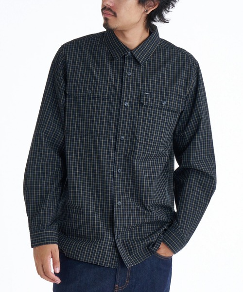 RVCA(ルーカ)の「RVCA メンズ CLUEL SHIRT 長袖シャツ 【2025年秋冬モデル】/ルーカチェック柄長袖オックスフォードシャツ(シャツ/ブラウス・メンズ・ブラック/キャメル・SMALL/MEDIUM/LARGE)」の5枚目の写真