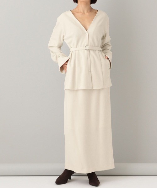 A part by（アパートバイ）の「クレープノーカラージャケット（ノーカラージャケット・レディース・アイボリー/ブラック・FREE）」の3枚目の写真