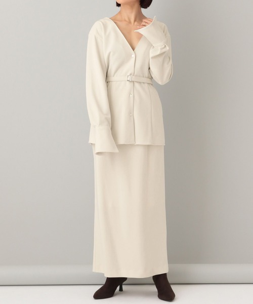 A part by（アパートバイ）の「クレープノーカラージャケット（ノーカラージャケット・レディース・アイボリー/ブラック・FREE）」の4枚目の写真