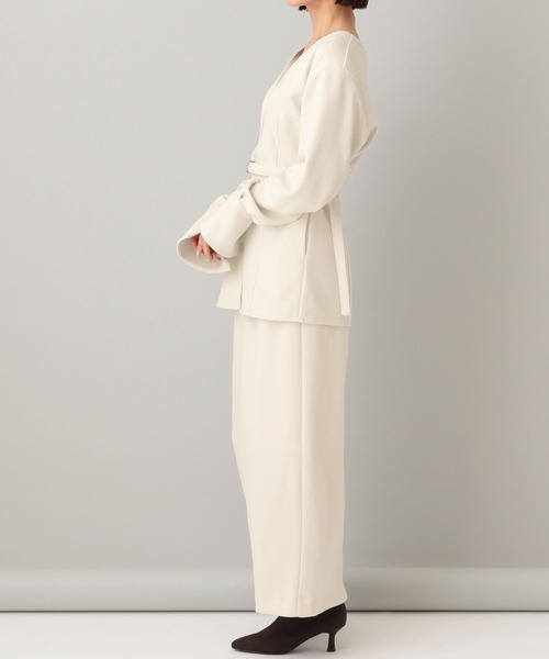 A part by（アパートバイ）の「クレープノーカラージャケット（ノーカラージャケット・レディース・アイボリー/ブラック・FREE）」の5枚目の写真