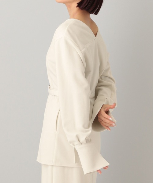 A part by（アパートバイ）の「クレープノーカラージャケット（ノーカラージャケット・レディース・アイボリー/ブラック・FREE）」の8枚目の写真