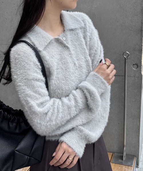 COLONY 2139（コロニートゥーワンスリーナイン）の「シャギーポロニット（ニット/セーター・レディース・ブラウン/グレー/アイボリー/ブラック・FREE）」の3枚目の写真