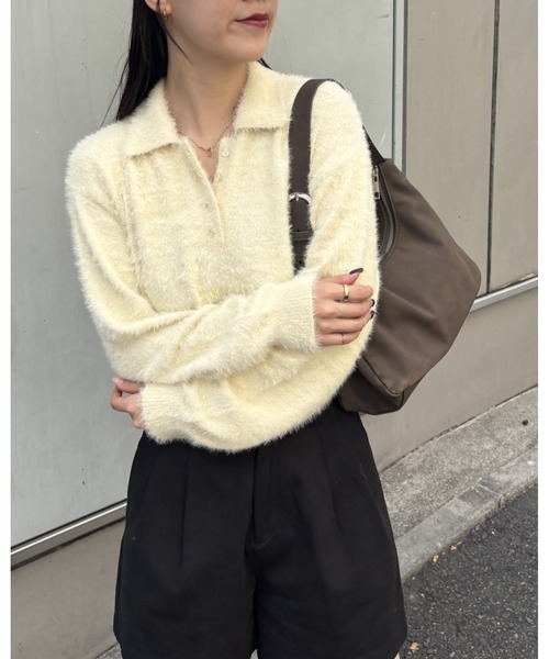 COLONY 2139（コロニートゥーワンスリーナイン）の「シャギーポロニット（ニット/セーター・レディース・ブラウン/グレー/アイボリー/ブラック・FREE）」の5枚目の写真