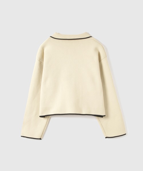 VICKY（ビッキー）の「ハイショクカラーニットショートブルゾン≪手洗い可能≫（ブルゾン・レディース・ブラック/アイボリー・M）」の4枚目の写真