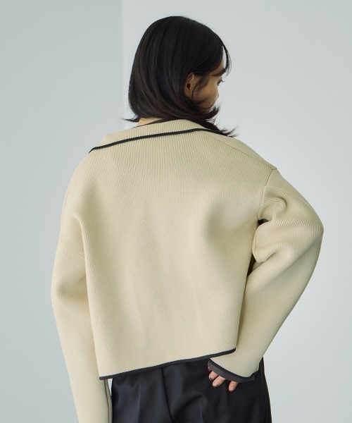 VICKY（ビッキー）の「ハイショクカラーニットショートブルゾン≪手洗い可能≫（ブルゾン・レディース・ブラック/アイボリー・M）」の14枚目の写真