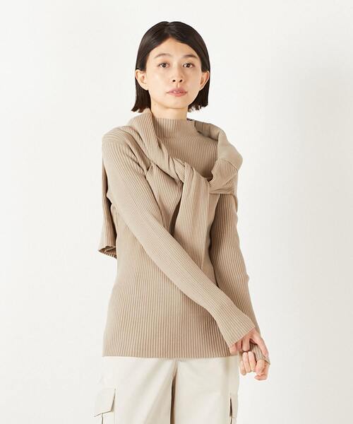 MELROSE claire（メルローズ クレール）の「【ワイドリブボトルネックプルオーバー】（ニット/セーター・レディース・ブラック/ホワイト×ブラック/ブラウン系その他/オフホワイト/ベージュ/レッド・FREE）」の5枚目の写真