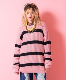 a.p.o.v.（エーピーオービー）の「a.p.o.v. ボーダーローゲージリブニットオーバーサイズセーター（ニット/セーター）」