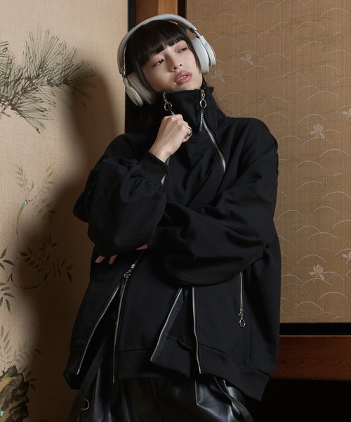 ハイネックデザインZIPスウェット（スウェット）｜狐独（コドク）の