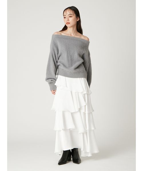 FRAY I.D サテンランダムティアードスカート GRY 0サイズ セール】サテンランダムティアードスカート（スカート）｜FRAY I.D