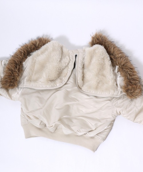 Valley Apparel(バレーアパレル)の「Valley Apparel N-2B SHORT/ミリタリーフライトジャケット レディース(ミリタリージャケット・レディース・アイボリー/ブラック・S/M)」の18枚目の写真