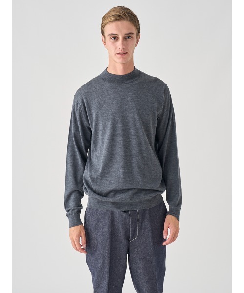 JOHN SMEDLEY（ジョンスメドレー）の「モックネック長袖ニットプルオーバー（ニット/セーター・メンズ・カーキ/ブラウン系その他/グレー系その他/ブラック/ブラウン系その他2/チャコールグレー/グレー/ブルー系その他/オレンジ/ダークグレー/グリーン/ベージュ系その他/ブラウン系その他3/レッド系その他/ホワイト/ダークネイビー/ブルー系その他4・S/XL/L/M）」の3枚目の写真