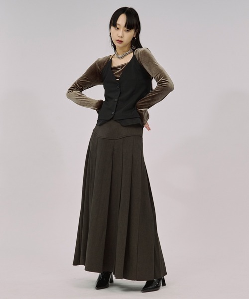 Ezick(エジック)の「corset pleats skirt コルセットボックスプリーツスカート(スカート・レディース・ボルドー/ブラウン/ブラック・FREE)」の19枚目の写真