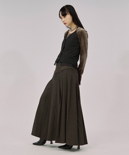 Ezick(エジック)の「corset pleats skirt コルセットボックスプリーツスカート(スカート・レディース・ボルドー/ブラウン/ブラック・FREE)」の22枚目の写真