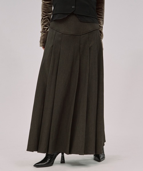 Ezick(エジック)の「corset pleats skirt コルセットボックスプリーツスカート(スカート・レディース・ボルドー/ブラウン/ブラック・FREE)」の6枚目の写真