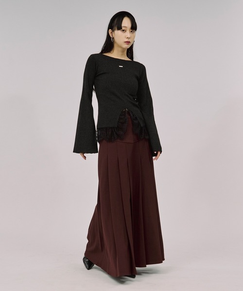 スカート corset black pleated skirt セール】corset pleats skirt コルセットボックスプリーツスカート