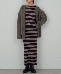 【手洗い可】【HERITANOVUM】ボーダーニットワンピース