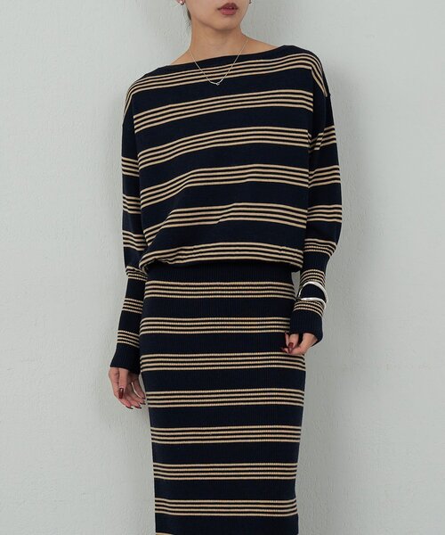 GALLARDAGALANTE(ガリャルダガランテ)の「【手洗い可】【HERITANOVUM】ボーダーニットワンピース(ワンピース・レディース・ボルドー/ネイビー・FREE)」の18枚目の写真