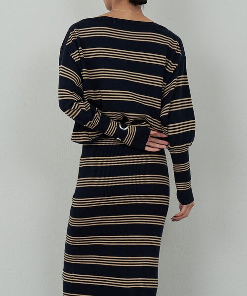 GALLARDAGALANTE(ガリャルダガランテ)の「【手洗い可】【HERITANOVUM】ボーダーニットワンピース(ワンピース・レディース・ボルドー/ネイビー・FREE)」の20枚目の写真